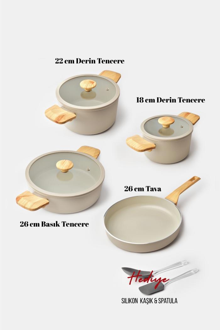 Celine 7 Parça Crystal Tencere ve Tava Seti